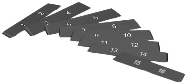 Étiquette de marquage STANDARDdue noir pour sortie oblique 1…16