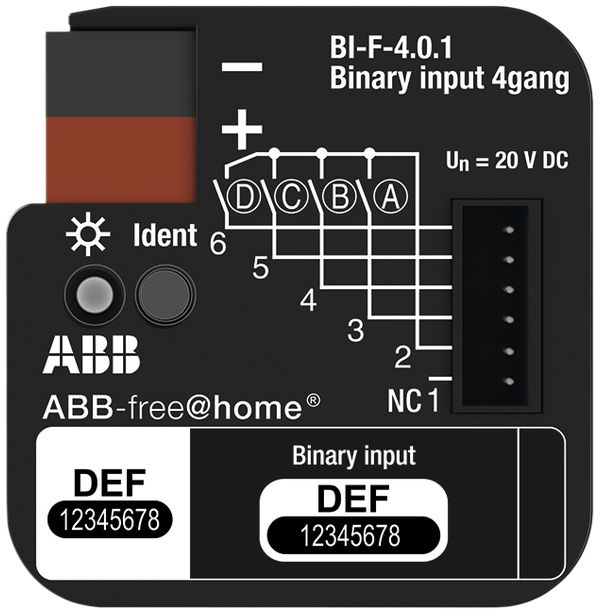 Entrée binaire ABB free@home 4×, pour montage ENC, gris