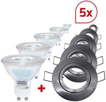 Spot LED INS DOTLUX MINI GU10 6W 410lm 3000K IP40 MB REG argento set di 5