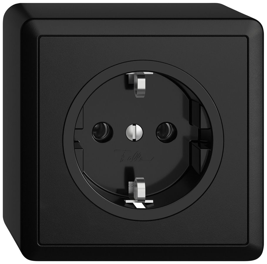 AP-Steckdose Feller EDIZIOdue Schuko 16A 230V 74×74mm schwarz