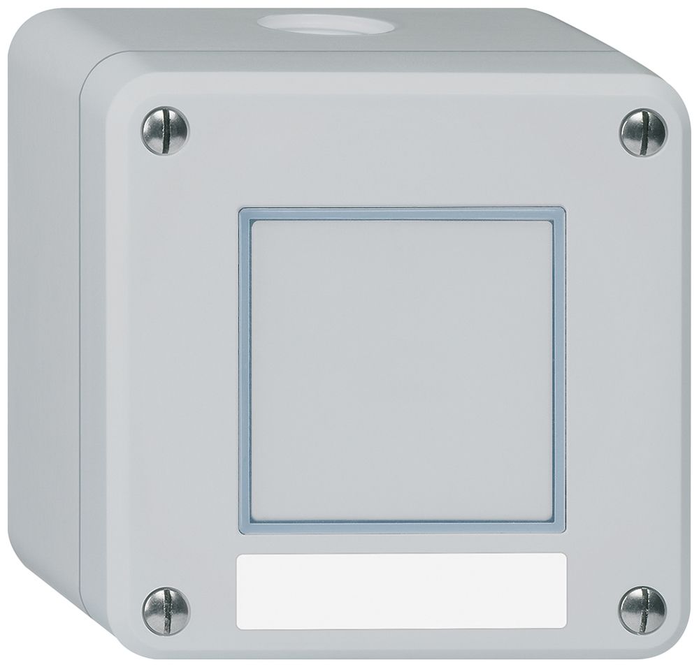 Poussoir de sonnerie AP Hager robusto IP55 avec plaquette gris