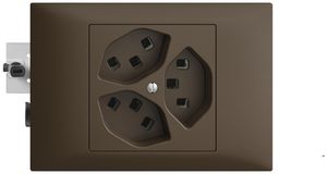 EB-Steckdose 3×T23 16A coffee 53mm EDIZIOdue, mit Steckklemmen