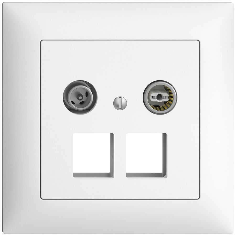 Prise multimédia 4dB ENC Edue FMI, prise de dérivation, pour 2×RJ45 Keystone, bc