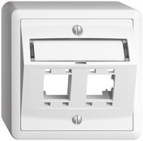 AP-Montageset EDIZIOdue, mit Schrägauslasshaube, für 2×RJ45, weiss