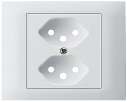 EB-Frontset kallysto f.Einbausteckdose G3 2×Typ 13 Abdeckrahmen schraubbar weiss