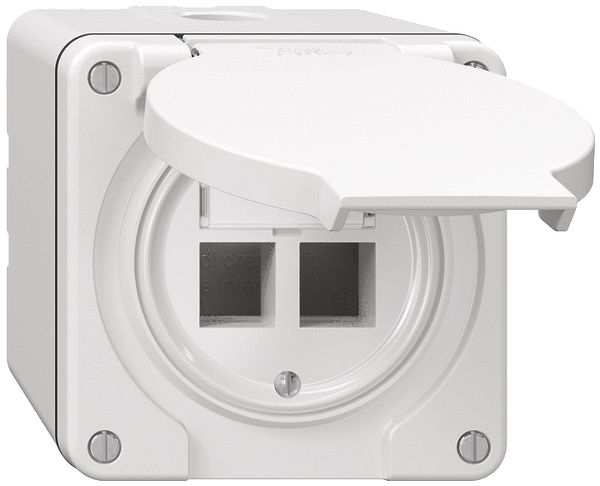 NAP-Anschlussdose Dätwyler für 2×RJ45-MS-C6A/RJ45-KS-T/PS-GG45, weiss