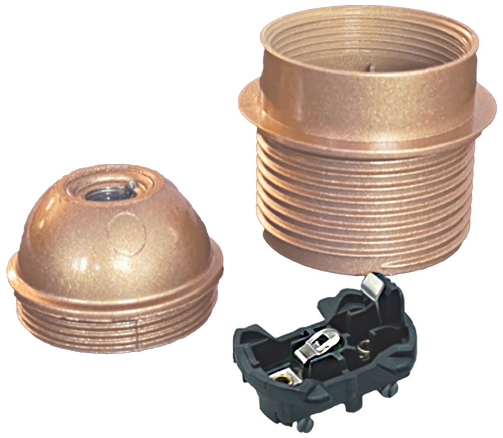 Fassung Elektrogros Schraubfassung E27 Kunststoff gold
