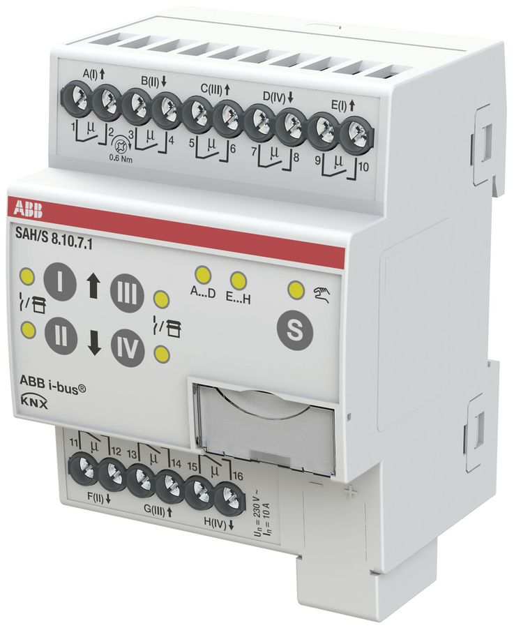 Attuatore-commutatore combinato KNX AMD ABB SAH/S8.10.7.1, 8-volte, 10A