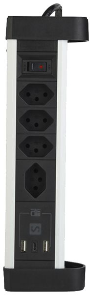 Prise multiple de table 4×T13/2×USB-A/1×USB-C 2m T12 noir/aluminium