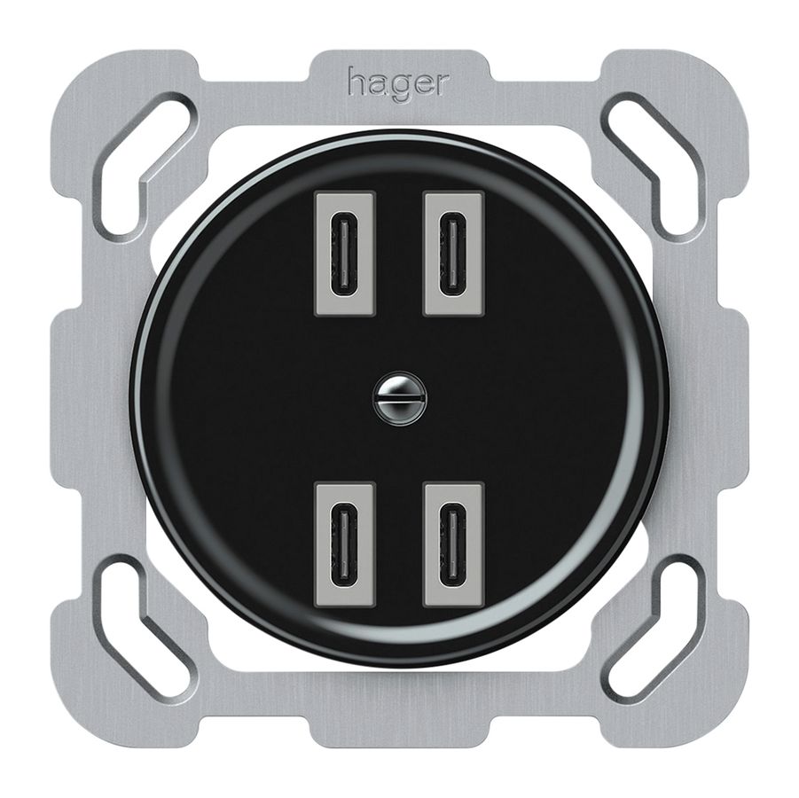 UP-USB-Ladesteckdose origin 4×USB-C 4000mA 5V schwarz