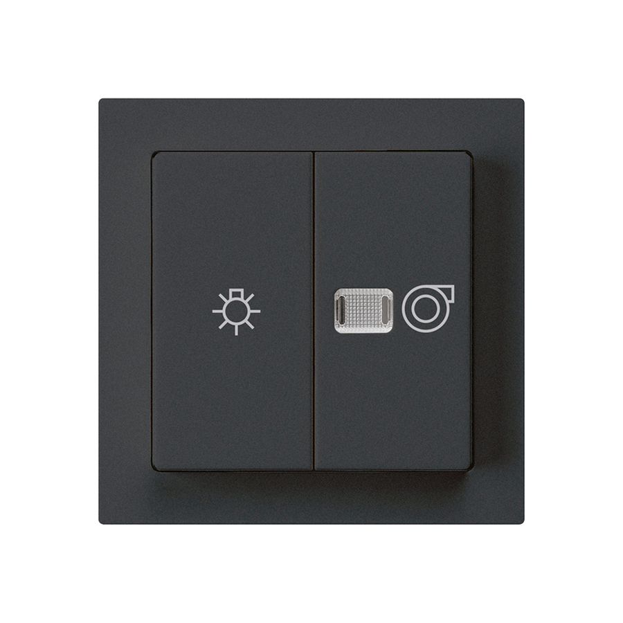 Frontset kallysto schwarz 60×60mm mit Symbol Licht+Ventilation