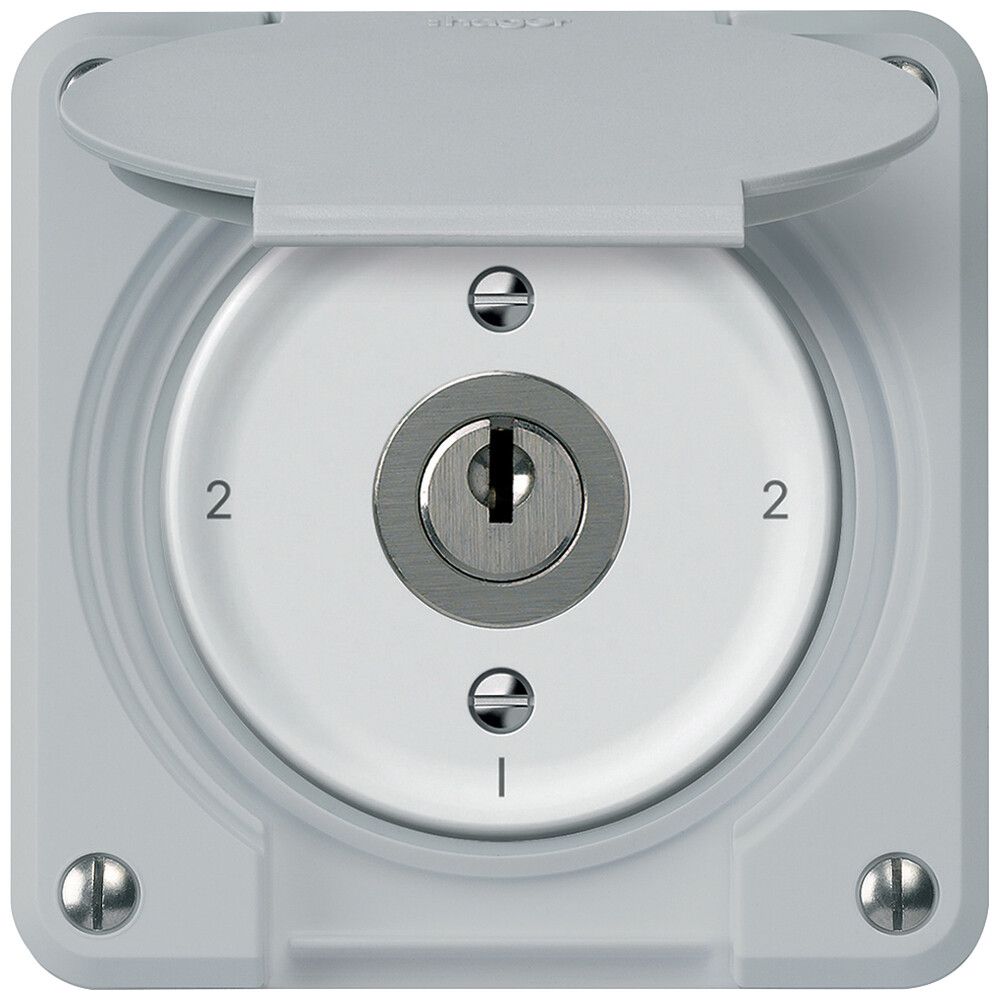Interruttore a chiave INC robusto deviatore 16A 250V 86×86mm grigio