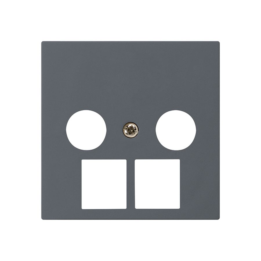 Plaque frontale kallysto 2×coaxial/2×RJ45 anthracite