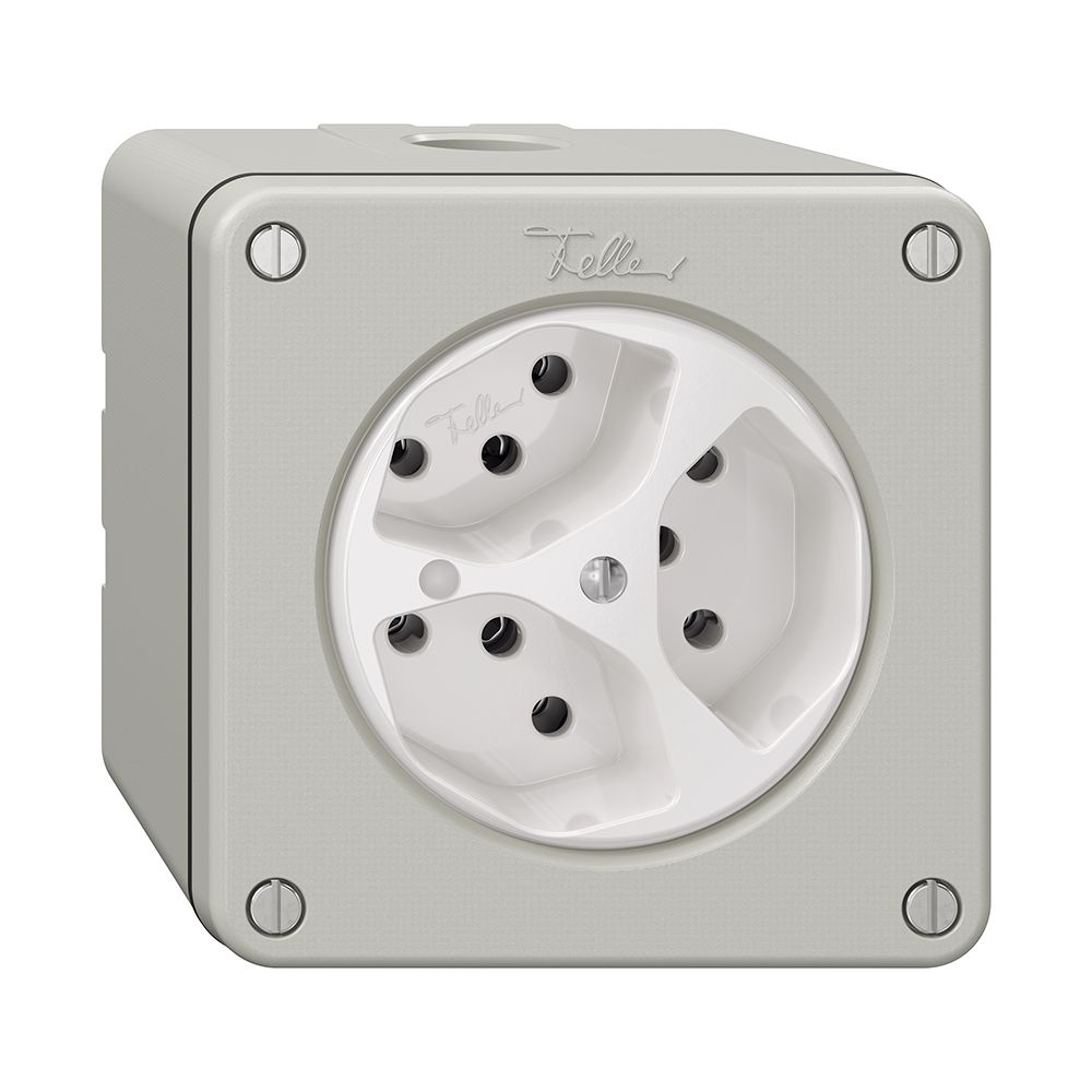 NAPU-Steckdose NEVO, 3×T13, m.LED, lichtgrau