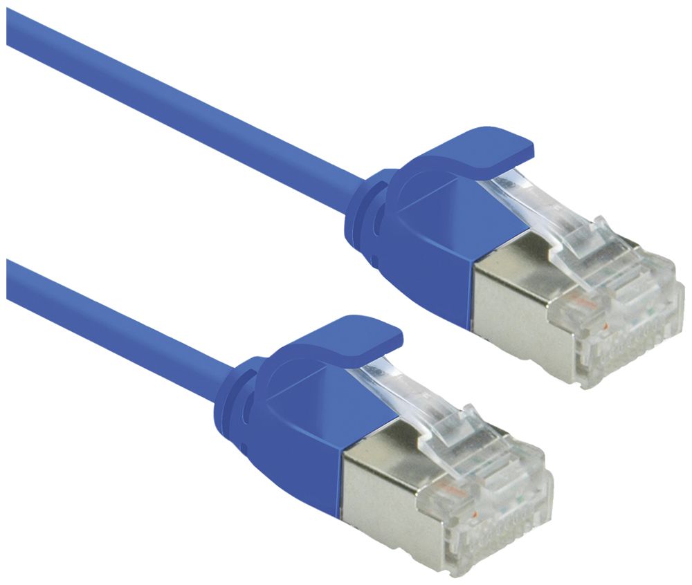 Câble patch RJ45 ROLINE slim, cat.6A (TIA) U/FTP, AWG32, LSZH bleu, 0.3m
