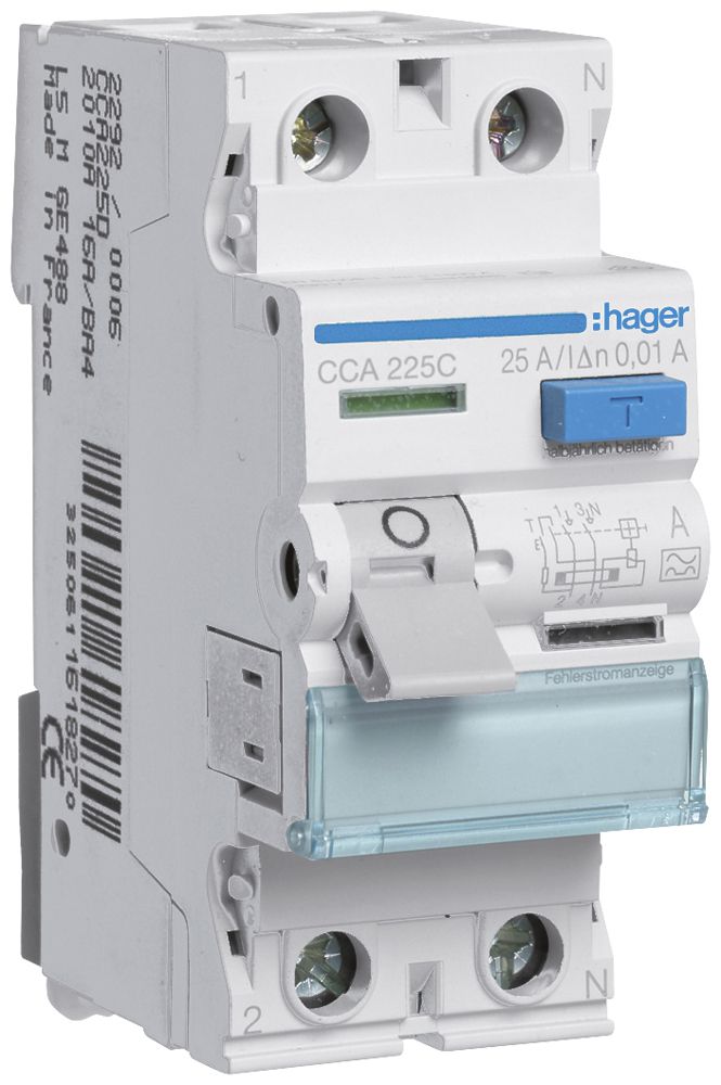 Interruttore differenziale Hager RCCB (RCD) 2P 230V 0.01A tipo A 25A 2UM