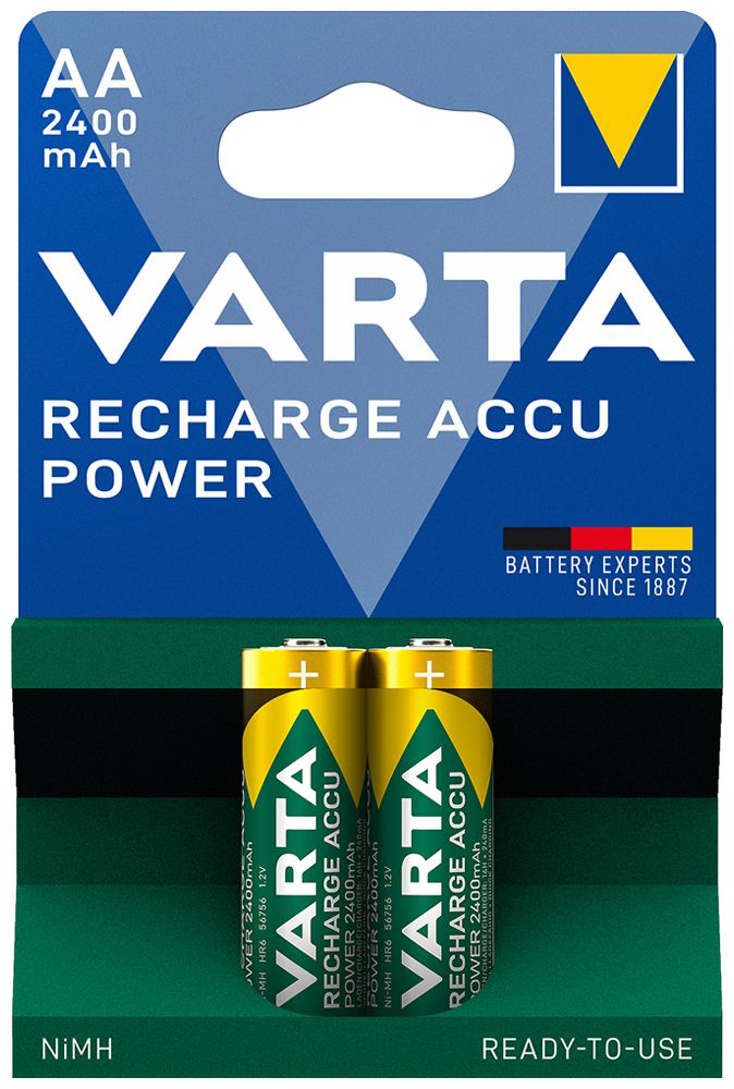 Accu VARTA Power NiMH HR06/AA, 2.4Ah blister a 2 pezzi