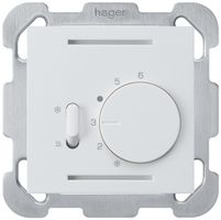 UP-Thermostat Hager kallysto B, mit Schalter Heizen/Kühlen, weiss