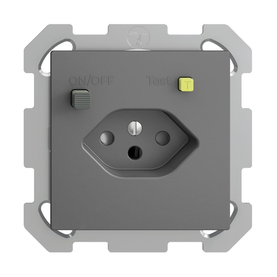 UP-Steckdose EDIZIOdue T13 FI 30mA FM, shutter, dunkelgrau
