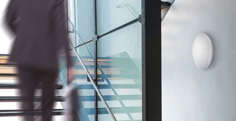 Luminaire rond LED ESYLUX ELLEN HF, 12W 4000K 1250lm Ø300×95mm IP20, blanc