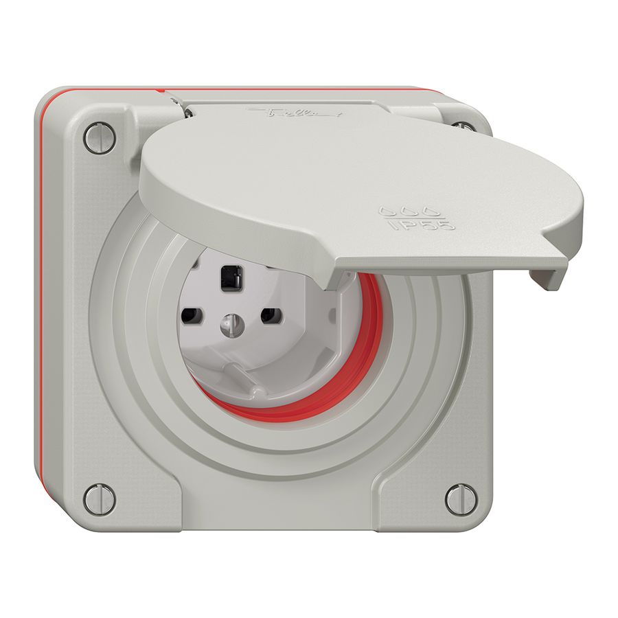 Prise NUP NEVO, 1×T25, IP55 d'après SN 441011, a.joint rouge, gris clair