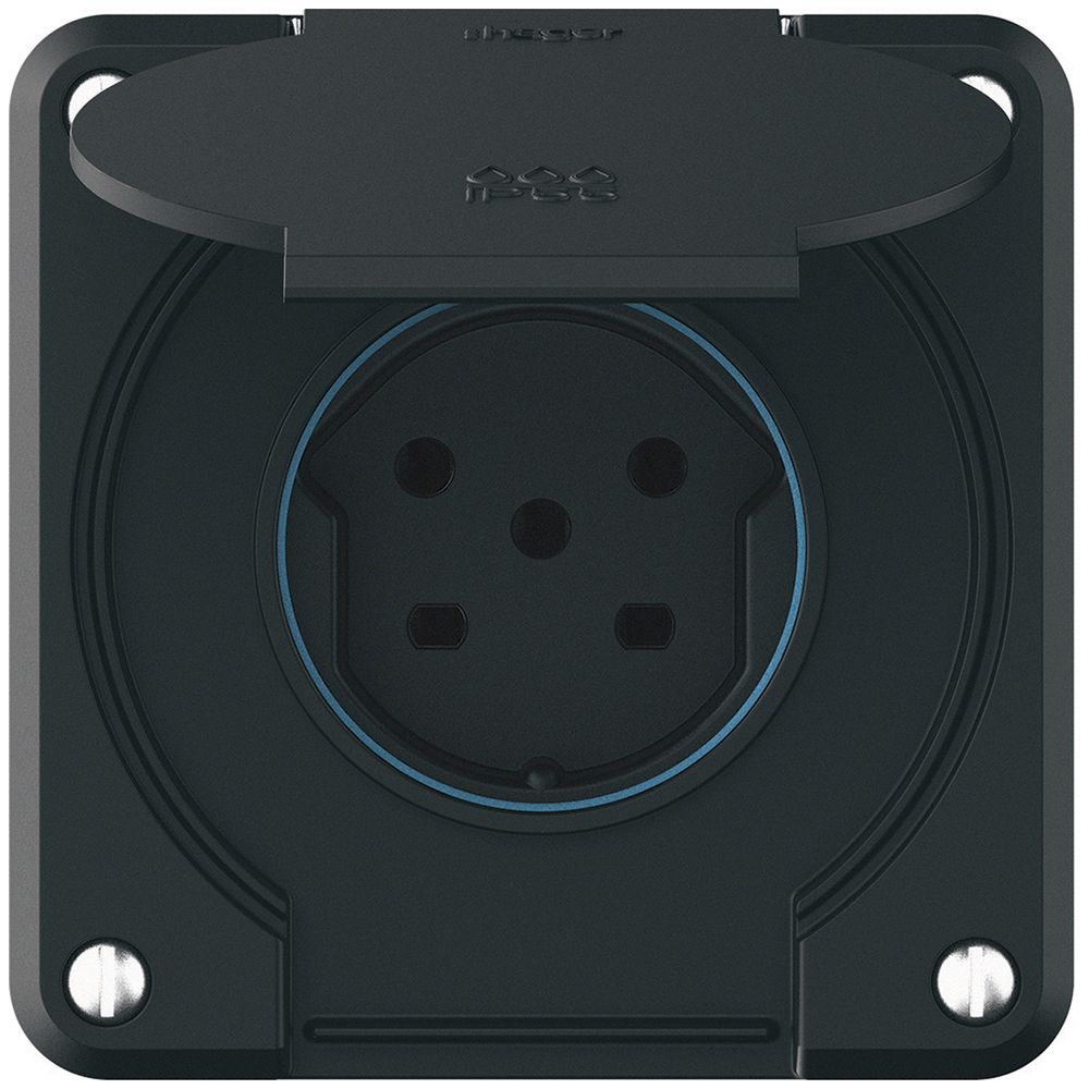 Steckdose robusto 1×Typ 15 IP55 schwarz