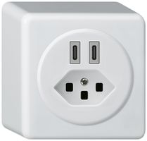 Presa di carica USB AP Hager basico C-C 20W+T23 5V 86×86mm bianco