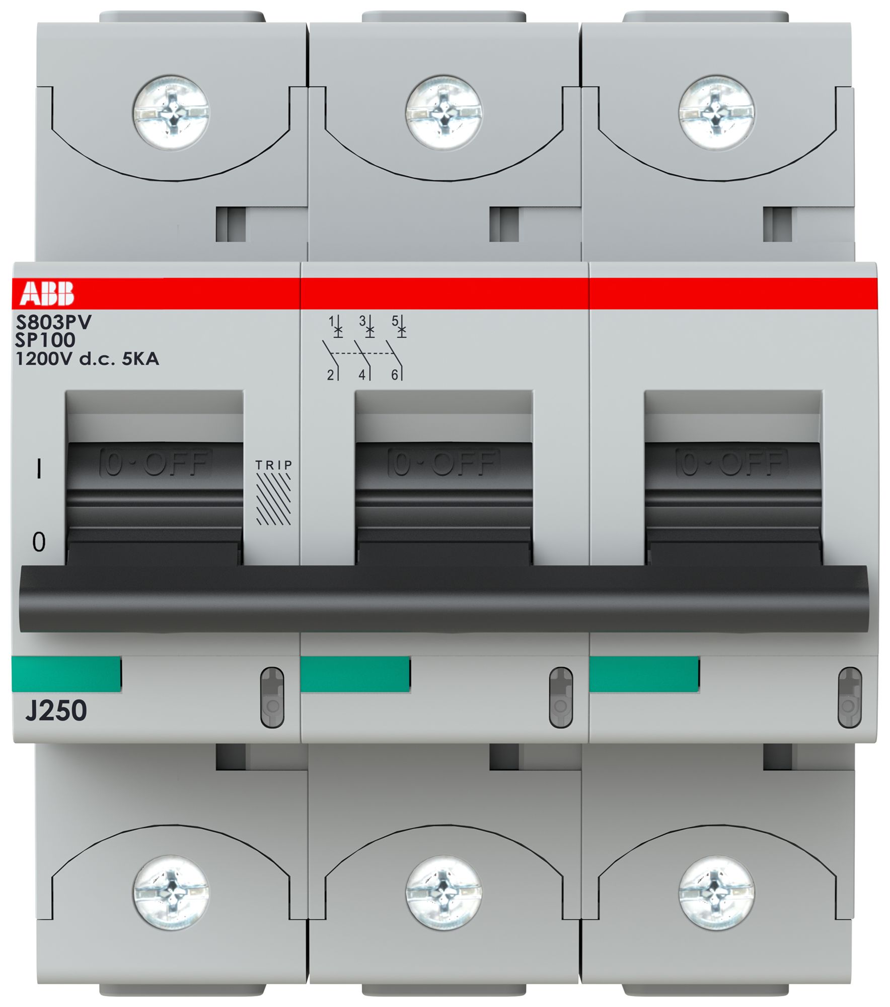 Leitungsschutzschalter ABB S803PV-SP100 3P 1200VDC 100A 5kA 4.5TE