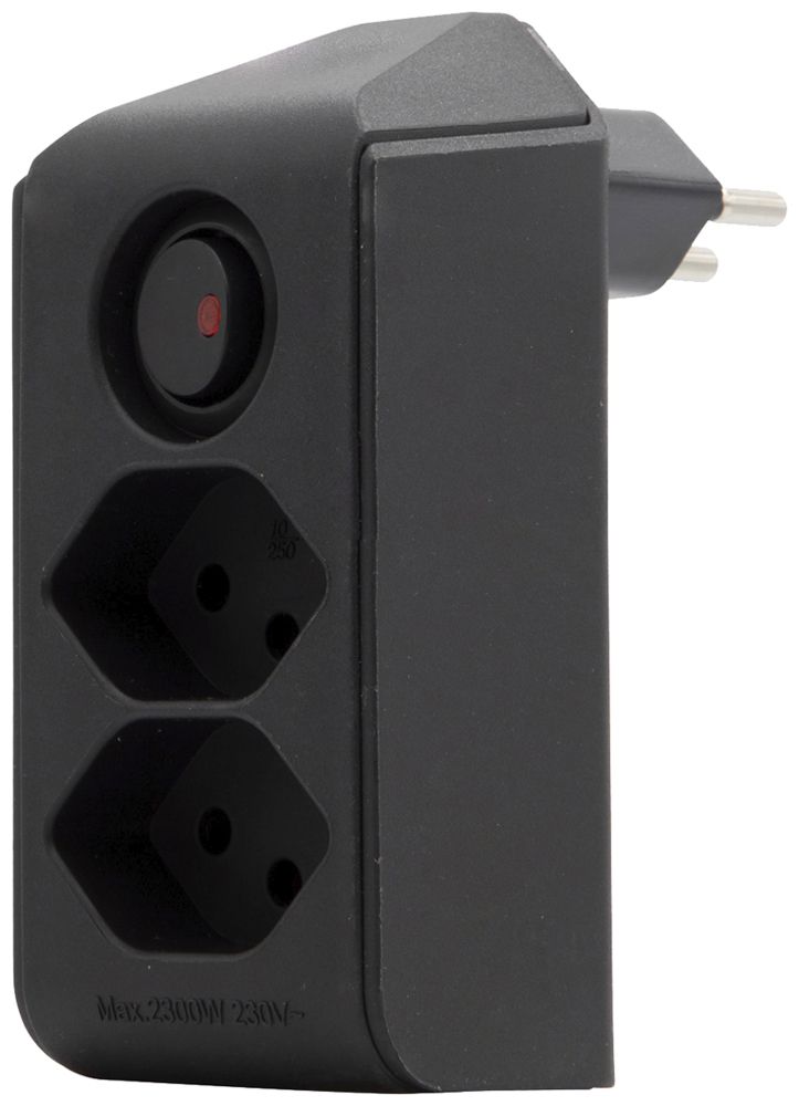 Fiche de dérivation cleverLINE 2×T13 interrupteur 300° sans suspension noir