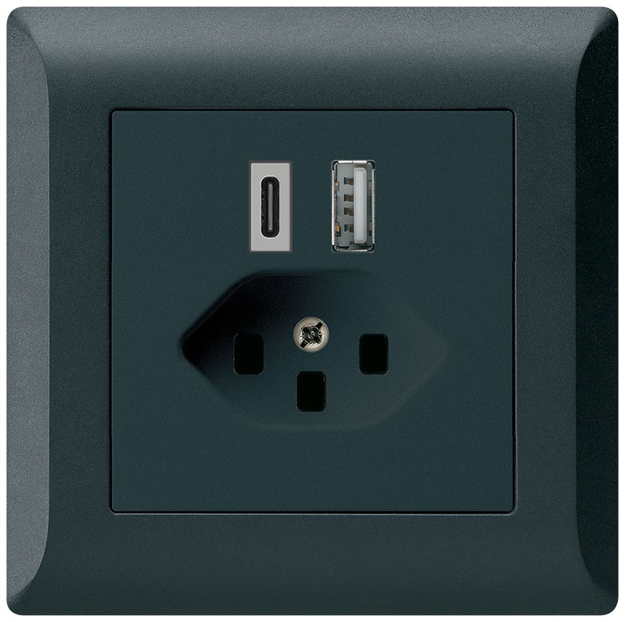 Prise de charge USB ENC kallysto.line 18W PD 1×type A 1×type C T23 noir