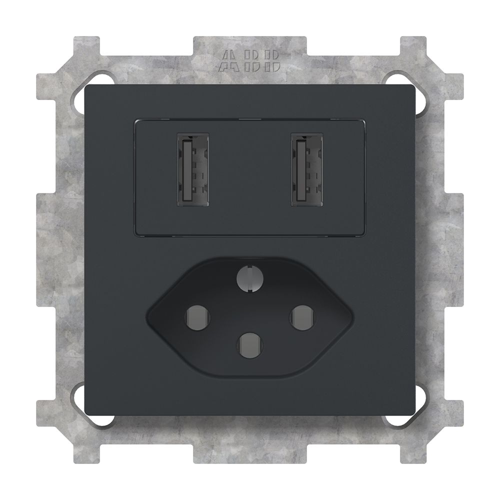 UP-USB Ladesteckdose mit T13 SIDUS Z 240V max.2400mA anthrazit