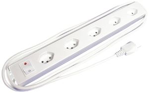 Mehrfachsteckdose mit Schalter ELBROLINE 5×T13 horiz. 2m weiss