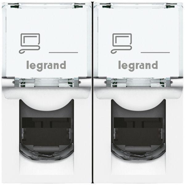Prise INC MOS STP 2×RJ45 blanc cat.6 2 mod.