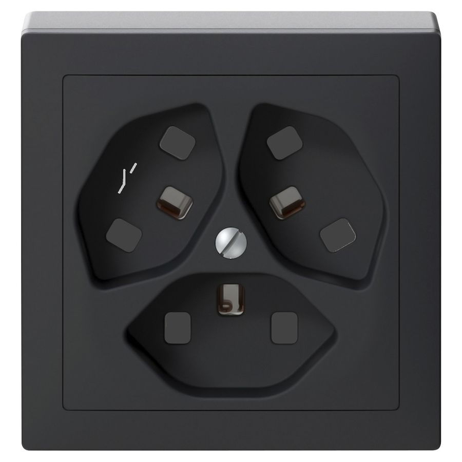 AP-Steckdose SIDUS 3×T23/1 anthrazit mit shutter