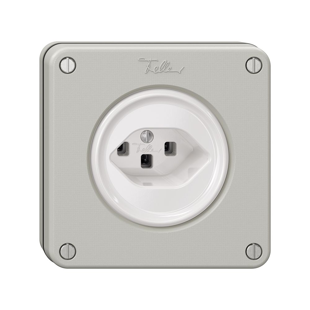 NUPU-Steckdose NEVO, 1×T23, lichtgrau