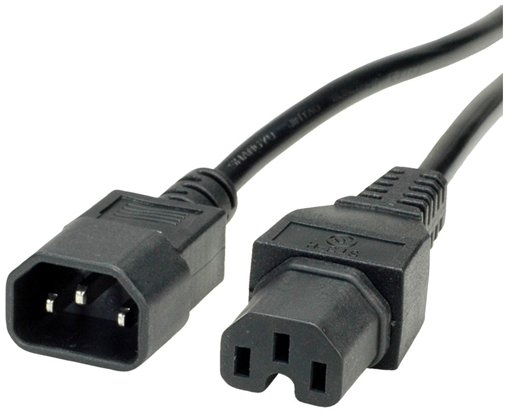 Apparatekabel VALUE C14 → C15 3×1mm² 250VAC/10A schwarz 1.8m