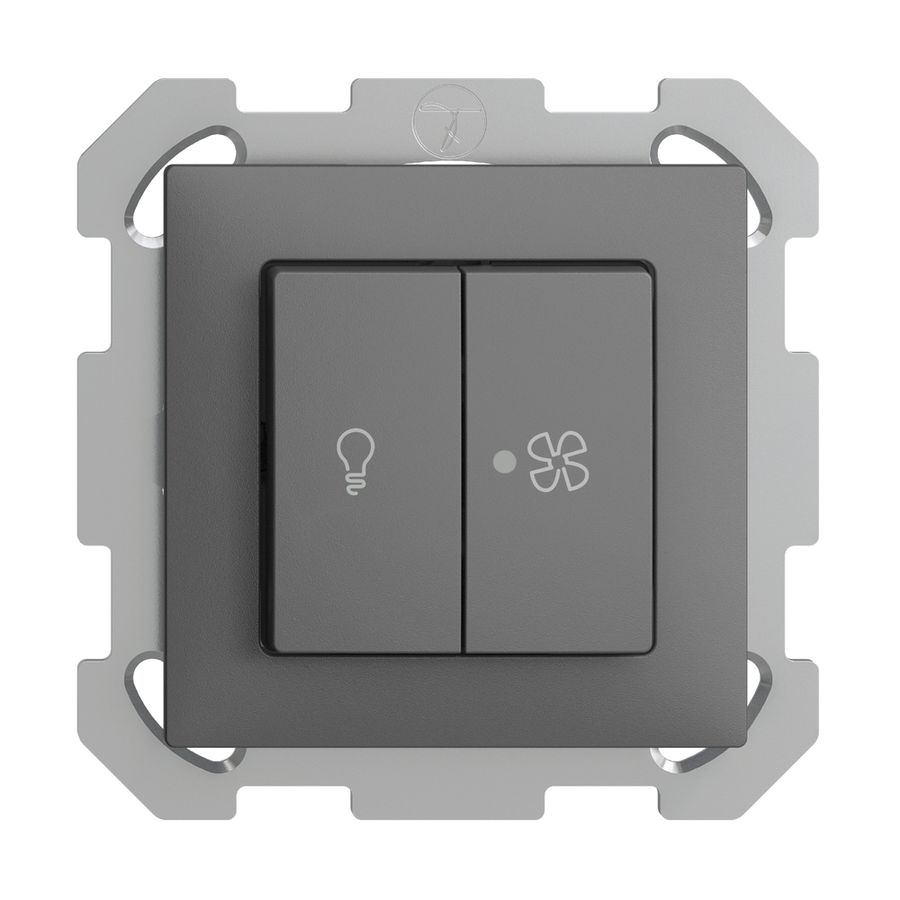 Interruttore INC per luce e ventilaz. EDIZIOdue grigio scuro, LED giallo