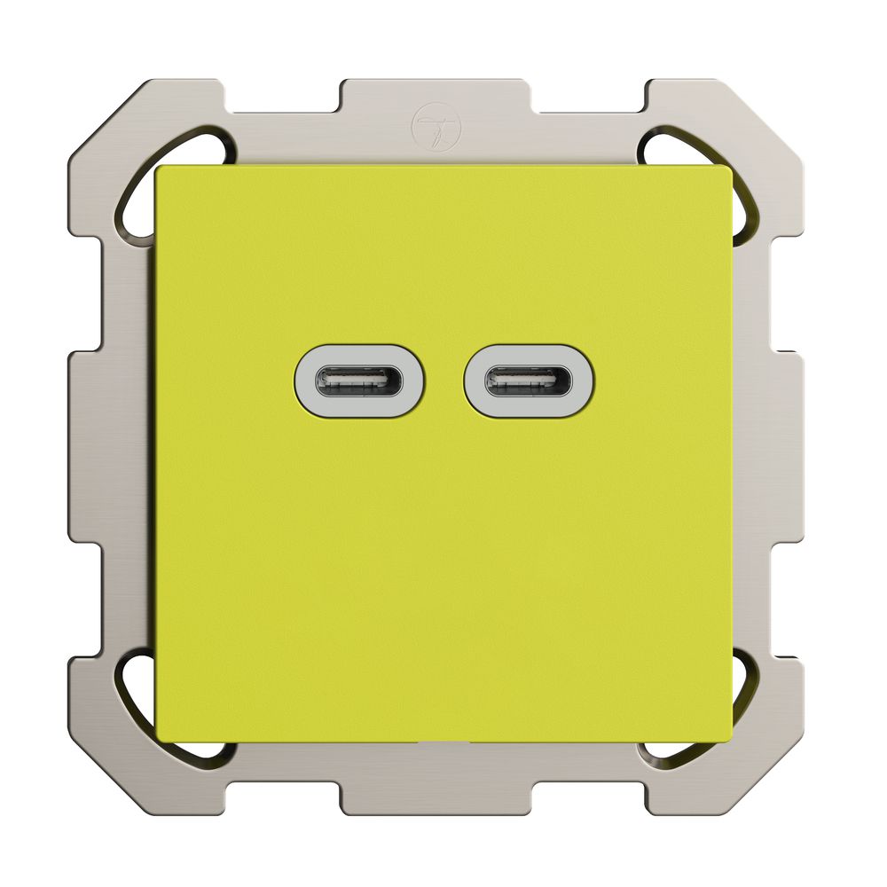 Prise ENC USB 18W 2×type C Feller EDIZIOdue FM 230V 3600mA lemon