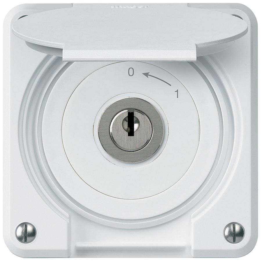 Contact pivotant à clé ENC robusto IP55 blanc avec clapet 2P pour combinaison