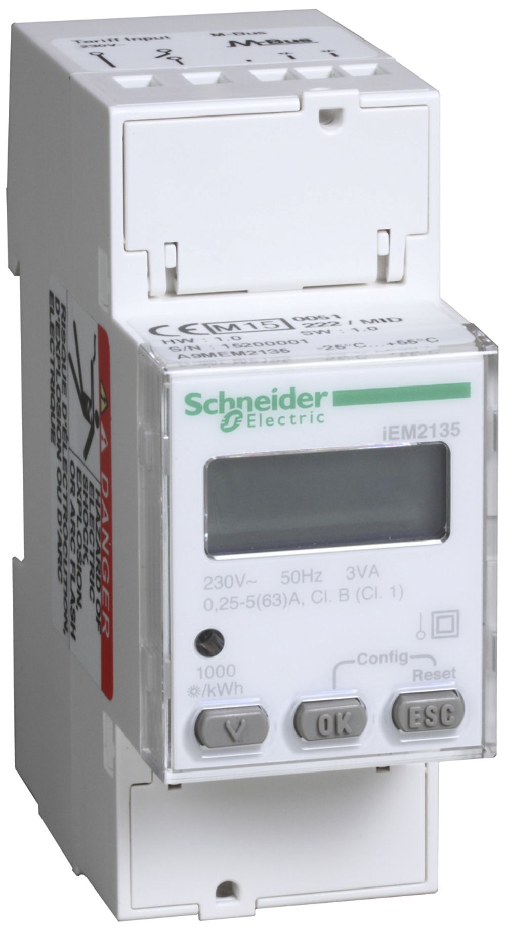 Compteur d'énergie AMD Schneider Electric iEM2135 1P 63A Plus MID