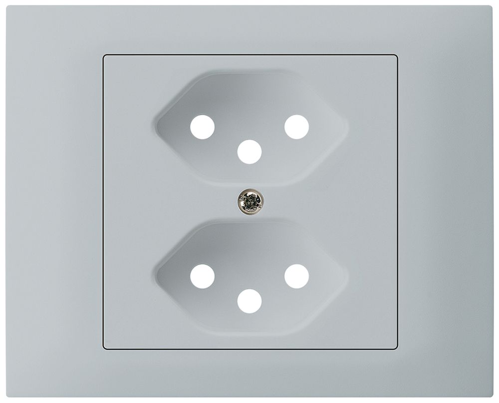 EB-Frontset Hager kallysto für Steckdose G3 2×T13 Abdeckrahmen steckbar hellgrau