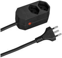 Steckdosenleiste COMPACT 1.5m 2×T13 Reset-Knopf, schwarz