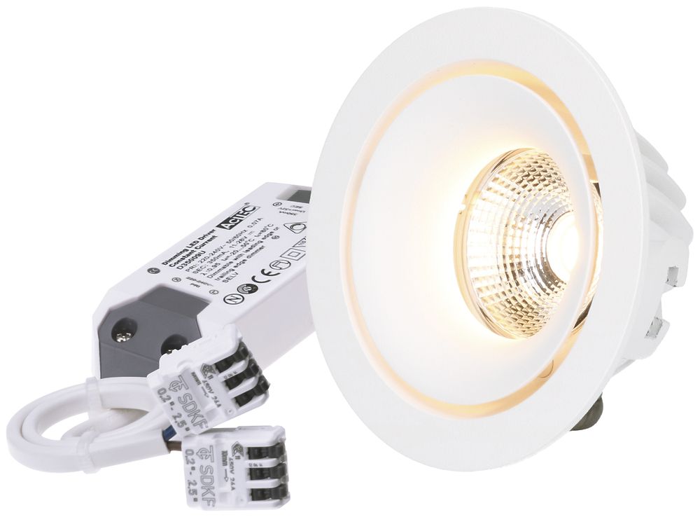 EB-LED-Spot maxLUCE MOON 8W 230V 650lm 3000K Loch-Ø80mm weiss 36° IP44