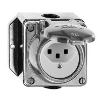 Prise AP mouillé T23 16A alu poli, bornes à vis