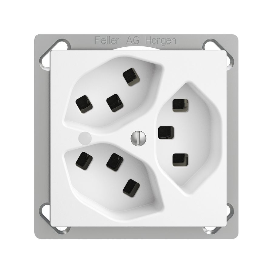 Presa INS 3×T23 16A bianco con LED verde EDIZIOdue