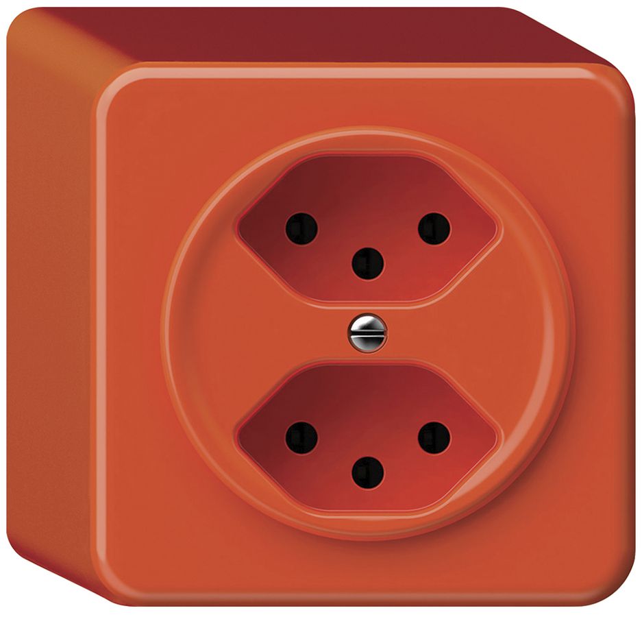 Presa AP origin 2×tipo 13 10A 230V 88×88×54mm arancione