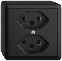 Prise AP 2×T23 16A EDIZIOdue noir avec bornes enf.