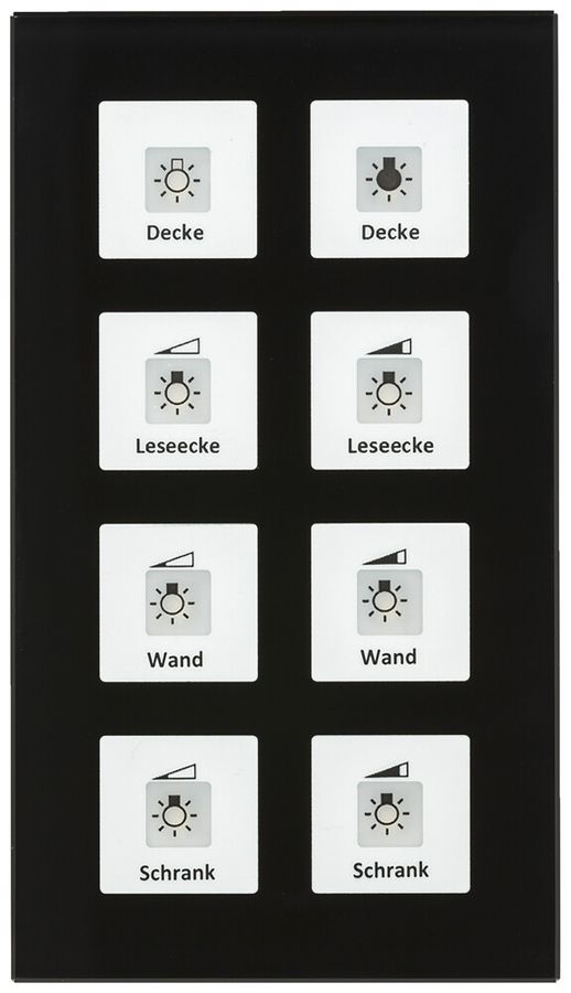 UP-Taster KNX RF+ MDT RF-GTT8S.01 8T/8B LED Temp Aktor 2-Kan Glas schwarz