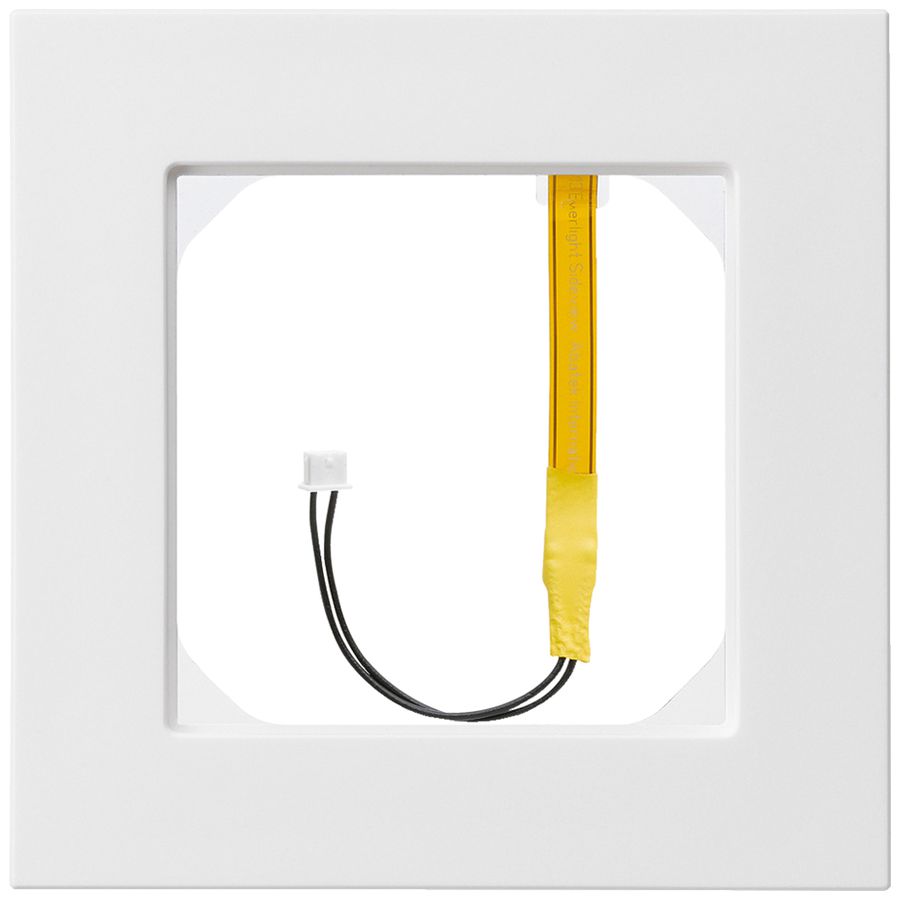 Cadre de recouvrement kallysto.pro 1×1 blanc pour éclairage en coin jaune