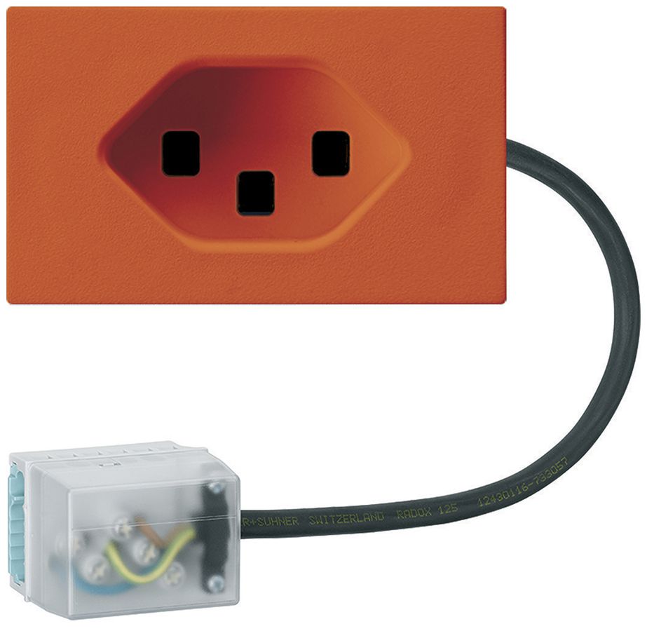 Prise INC 1×type 23 Hager FLF pour câble plat Ecobus power L1 orange